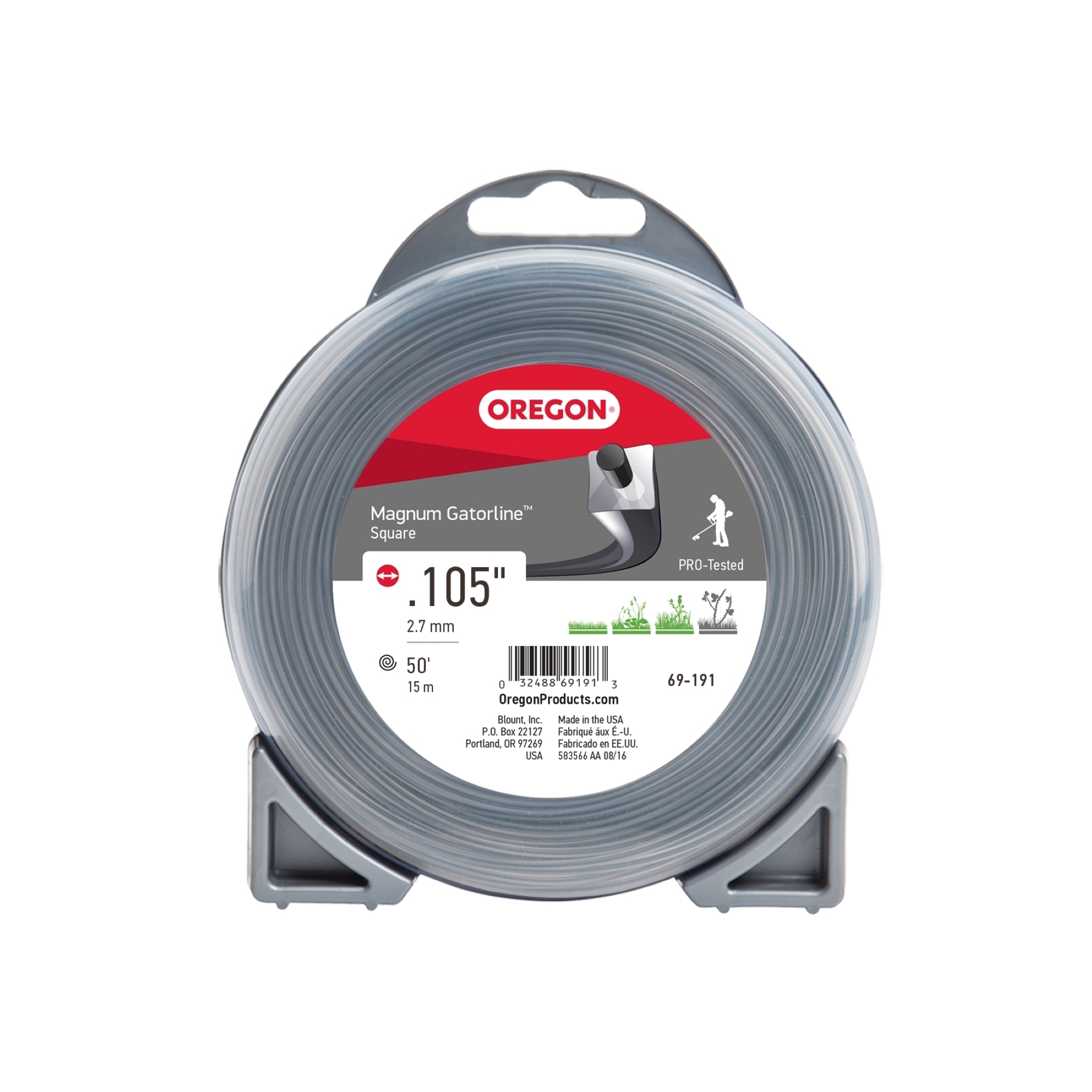 OREGON Magnum Gatorline Trimmer Line, Square, 0.105 in, 50 ft Donut, Model# 69-191B